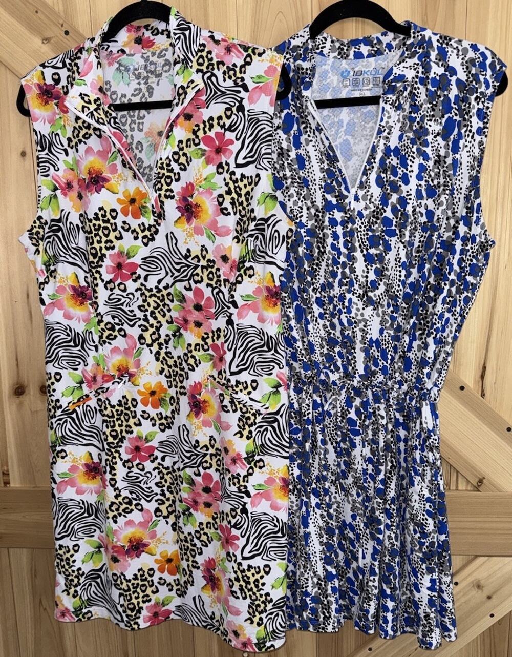 2 - IBKUL Sleeveless Golf Dresses 1 Eva & 1 Blue Kamila Drawstring UPF 50+ Sz XL